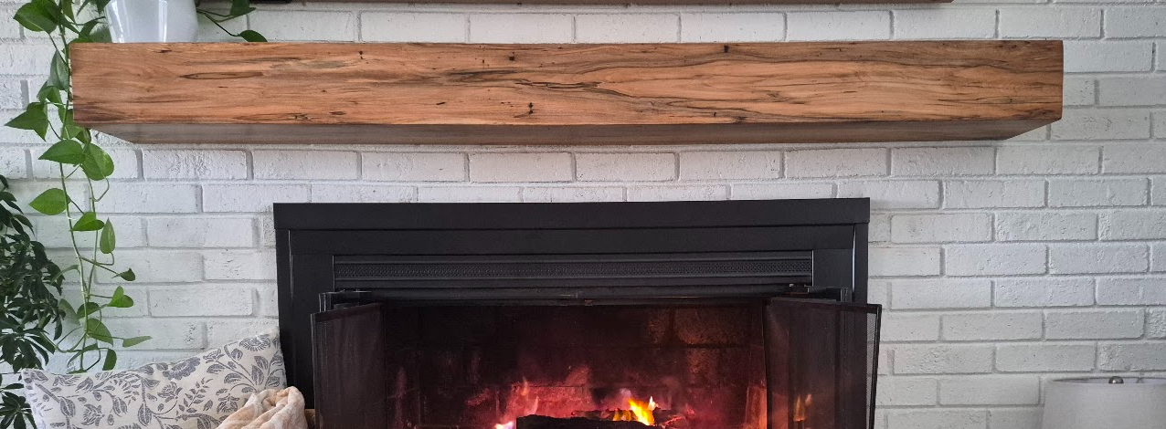 Solid maple fireplace mantle